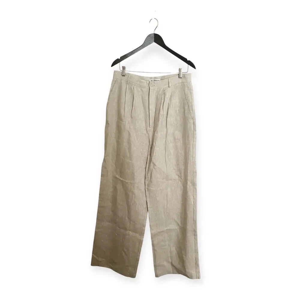 Reformation Alex Wide Leg Pant Linen Oatmeal Size 10